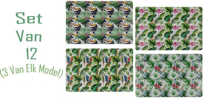Tropical Placemats Set van 12 stuks - 4 Modellen - Feestjes - Verjaardag - Thema