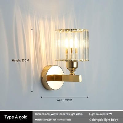 Kristallen wandlamp, moderne wandlamp met glazen kap, interieurdecoratie, geschikt voor slaapkamer, woonkamer en hal - Stijl 8