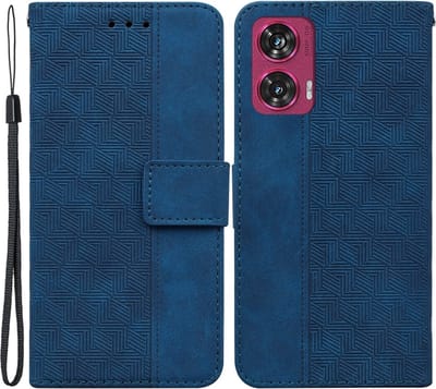 Coverup Hoesje - Geschikt voor Motorola Edge 50 Fusion Hoesje - Coverup Geometric Book Case - Blauw