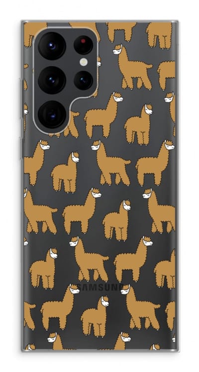 Case Company® - Hoesje geschikt voor Samsung Galaxy S22 Ultra hoesje - Alpacas - Soft Cover Telefoonhoesje - Bescherming aan alle Kanten en Schermrand