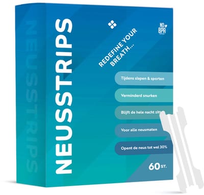Lifect®- Neusstrips 60 Stuks - Snurken- Neuspleister-Transparant- Ademhaling- Anti Snurk Pleisters- Verkoudheid- Neusstrips Sport