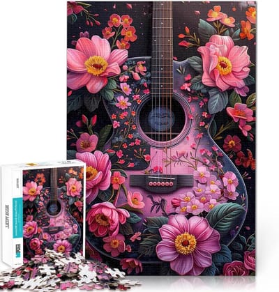 Puzzel Volwassenen - Legpuzzel Stukjes - Ontspanning Thuis - Mini Fragment Design - 1000 Stukjes - Gitaar Bloemen
