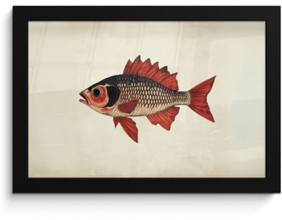 Poster in lijst - Fotolijst 30x20 cm - Posters - Schubben - Rood - Vis - Vinnen - Posterlijst zwart - Decoratie - Wanddecoratie woonkamer - Muurdecoratie slaapkamer