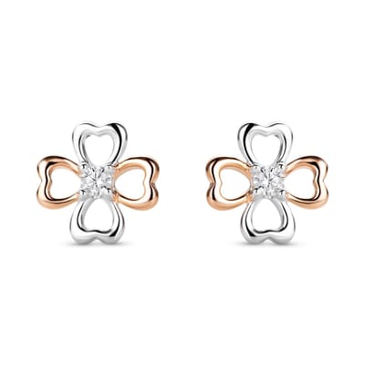 Miore Pure Oorbellen Dames - van Verguld Zilver - Met Zirkonen - Hypoallergene Knopjes - 9.5 mm