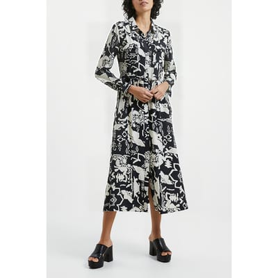 French Connection Deon Delph Drape Drs Black/cream Größe: 6 | Blusenkleider Outlet | Damen | Schwarz