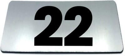 Nummerplaatje 22 - 80 x 50 x 1,6 mm - RVS-look geborsteld - Incl. 3M-tape | Nummerbordje - Deur en kamernummer - brievenbusnummers - Gratis verzending - 5 jaar garantie | Gratis Verzending