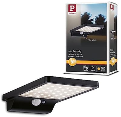 LED Buitenlamp Solar Wandlamp met Bewegingsmelder - Vierkant, Waterdicht, Zwart, 3000K