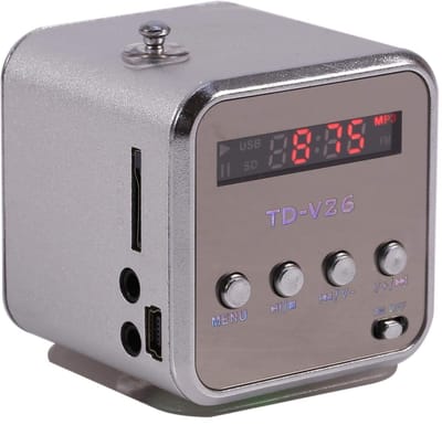 Dailygoods - Mini Music Player - Portable FM Radio - Ideaal voor binnen en buiten - Zilver - Ondersteunt MP3 - Geschikt voor hoofdtelefoon - Compacte