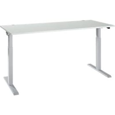 Bureau ERGO-T 2.0 - elektrisch in hoogte verstelbaar - B 1800 x D 800 x H 715-1205 mm - T-voet blank alu - lichtgrijs - ons merk Schäfer Shop Select