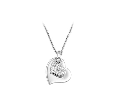 YO&NO - Ketting - Zilver - Anker - Hart - Zirkonia - 1,3mm - 41 + 4cm - Sieraden vrouw - Gerhodineerd - Zilver 925