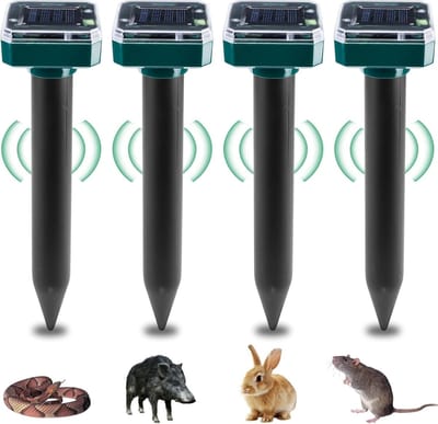 Allecto - Ultrasonic Mollenverjager - Op zonne-energie - Effectieve bescherming - 4 stuks - Voor gazon en tuin - Milieuvriendelijk