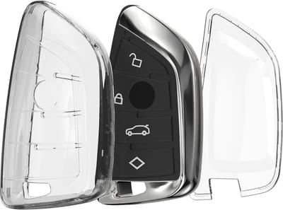 kwmobile autosleutel hoesje geschikt voor BMW 3-knops Smart Key autosleutel - Autosleutel behuizing van TPU - Transparant in transparant