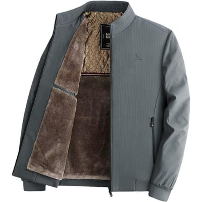 Verdikt fluwelen jas voor mannen van middelbare en oudere leeftijd in de winter Nieuwe zakelijke casual heren warme en losse papa-jas voor mannen 4XL grijs