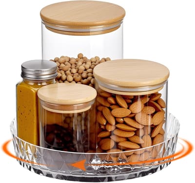 Rotating Spice Holder van 22 cm - Transparante Draaitafel Organizer voor Keuken, Badkamer en Koelkast met Multifunctioneel Ontwerp