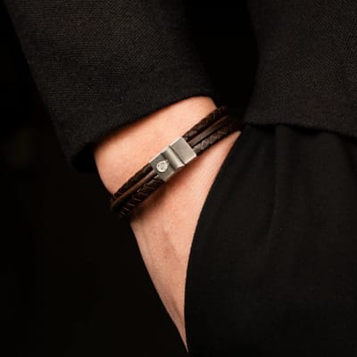 Rebel & Rose Full Metal Premium Combo Armband RR-M0055-S – Bruin Leer