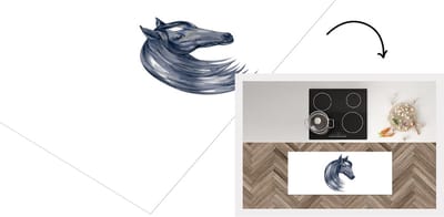 Keukenloper - Loper keuken - Paard - Waterverf - Zwart - 120x50 cm - Keukenloper vinyl