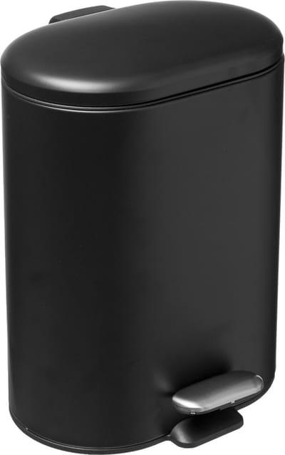5Five - Prullenbak/pedaalemmer zwart rvs metaal 6 liter - 15x24x30 cm - Badkamer en toilet