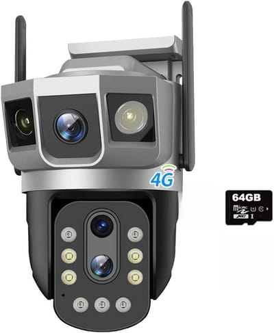Beveiligingscamera Drievoudig - IP Camera Monitor - Huis Bewaken - 10x Optische Zoom - 12MP Resolutie - Zwart