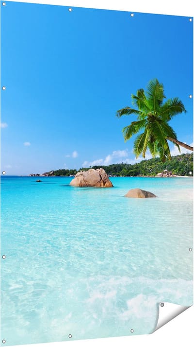Gards Tuinposter Tropisch Strand en Zee - 120x180 cm - Tuindoek - Tuindecoratie - Wanddecoratie buiten - Tuinschilderij