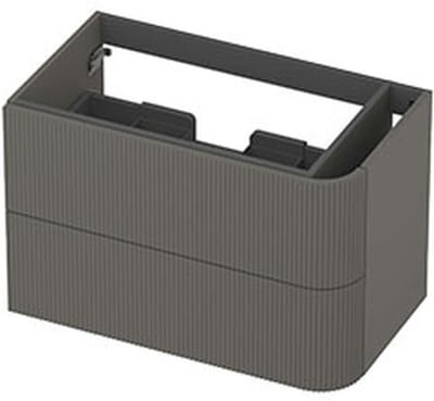 INK - Rechts Afgeronde Onderkast Gelakt 2 Laden Softclose met Gefreesd Front Tbv Grepen - 800x450x520 Mm - Mat Beton Groen