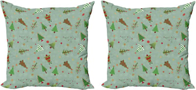 ABAKUHAUS Kerstkussenhoez set van 2, kerstboompatroon, 45x45 cm, amandelgroen