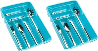 Plasticforte Bestekbak - 6-vaks - blauw - 40 x 30 x 7 cm - bestekhouder