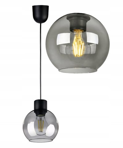 Glazen Bol Hanglamp - Zwart, Meden, E27, Max 60W