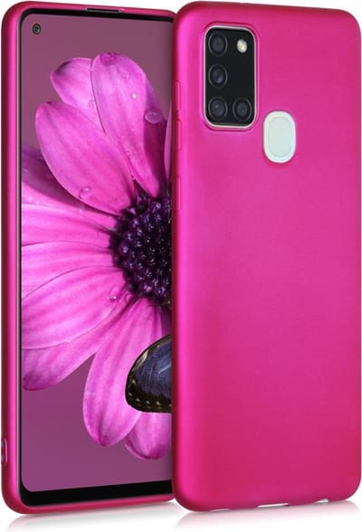 kwmobile telefoonhoesje geschikt voor Samsung Galaxy A21s - Hoesje voor smartphone - Back cover in metallic roze