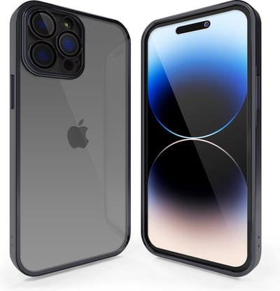 Coverzs telefoonhoesje geschikt voor Apple iPhone 14 Pro hoesje clear soft case camera cover - transparant hoesje met gekleurde rand - zwart