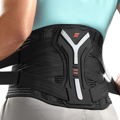 SueStar Lenden Lenden Taille Sterk Verstelbaar Dubbele Banden met Geheugen Aluminium Perfect voor Langdurig Gebruik Ondersteuning, Korset, Riem, Y-Vormige Ondersteuning, black