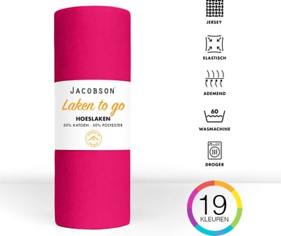 Jacobson - Hoeslaken - 90x200cm - Jersey Katoen - tot 25cm matrasdikte - Felroze
