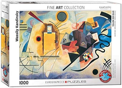 1000-delige puzzel met abstracte kunst in geel, rood en blauw