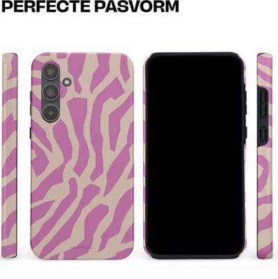 Casetastic hoesje geschikt voor Samsung Galaxy A55 - Dubbellaagse bescherming - Zebra Roze Magenta Flow - Fashion Case - Lila Zand