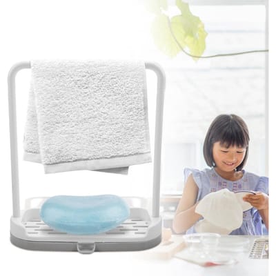 Keuken Afneembaar Bar Handdoek Droogrek Opberg Organizer Rek voor Vaatdoek Spons Zeep(Grijs) grijs
