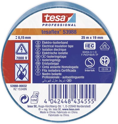 tesa tesaflex IEC 53988-00032-00 Isolatietape Blauw (l x b) 25 m x 19 mm 1 stuk(s)