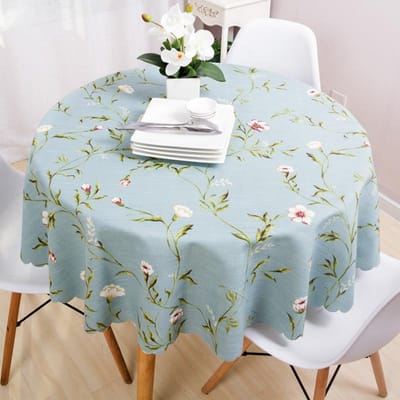 Tuin Tafelkleed Katoen Kleine Bloemenprint Linnen Europees Rond Tafelkleed Amerikaans Country Groen Golvend Kant Feestdecoratie Round Diameter 120cm