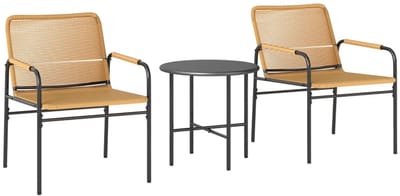 Bistroset - Tuinmeubel 3-delig - Tuinset - Balkonset voor 2 Personen - Tuinmeubelset met 2 Stoelen met Kussens + Tafel - Zitgroep - Meubel - Loungeset - Meubelsets - voor Tuin, Balkon, Terras - Rotan