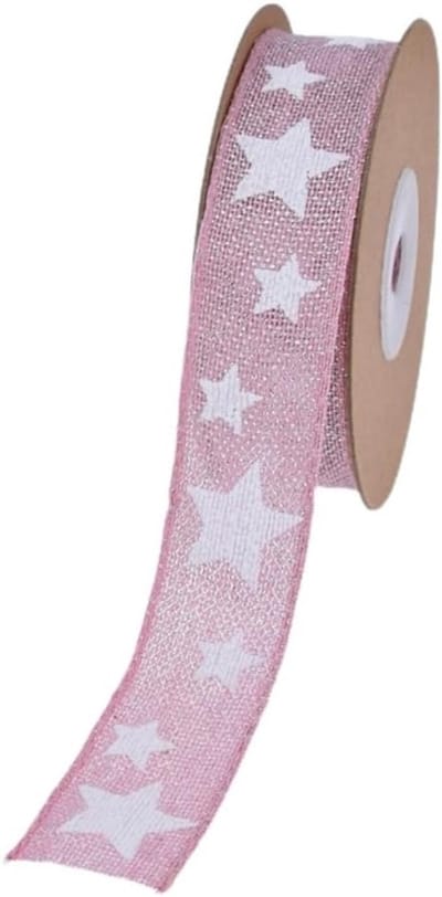 Decoratieve Sterribbon van 6 Yards voor Cadeauverpakking en DIY Creaties - Roze 25mm voor Kerstfeest en Feestdecoratie