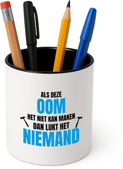 Hacebo® - Als oom het niet kan Pennenbakje - Oom - een oom - pennenhouder - verjaardagscadeau - cadeau voor oom - cadeau - kado - Pennenbakje zwart