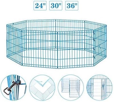 Topmast Puppyren Uitvouwbaar Blauw gecoat metaal. 560cm Omtrek. 60cm hoog.