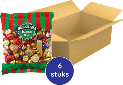 Smikkelbeer - Chocolade Cadeau Kerst Chocolaatjes Mix - 6x1 Kilo - Zak XL - Chocolade - Omdoos - 1 Colli