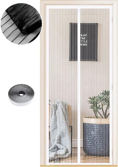 Thijox - Magnetisch Vliegengaas 80x200 cm, Muggennet Hordeur voor Balkondeur, Kelderdeur, Terrasdeur, Automatisch Sluitend, Wit, Geen Boren Nodig