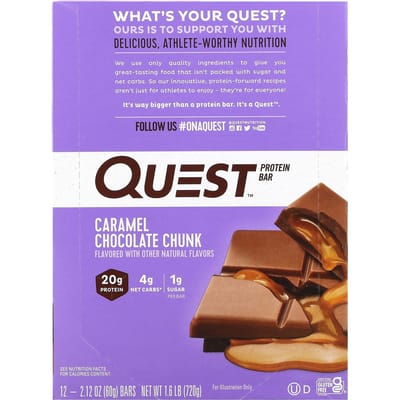 Quest Nutrition, Barres protéinées, Pépites de chocolat caramel, 12 barres, 60 g (2,12 onces) Chaque