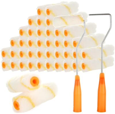 Dailygoods- Verfroller 10 cm - 40 stuks - Mini-verfroller - Rubber handgrepen - Hoogwaardig katoen - Voor muur en plafond - Verfkwast