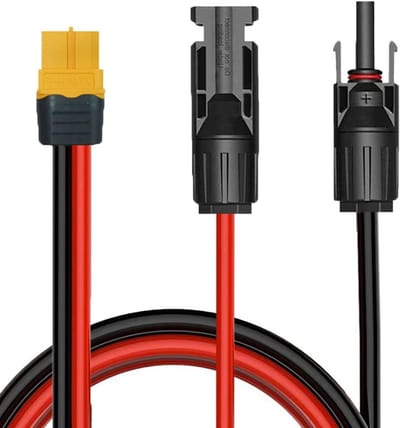 Zonnepaneel Adapterkabel - Solar Kabel XT60 - Energie Opladen - IP68 Waterdicht - 06 m - Zwart en Rood