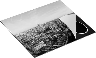 Chefcare Inductie Beschermer Utrecht vanuit de Lucht - Zwart Wit - 60x50 cm - Afdekplaat Inductie - Kookplaat Beschermer - Inductie Mat