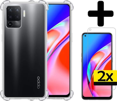 Hoesje - Met Screenprotector - 2 Stuks - Geschikt voor OPPO A94 - Sterk & Shockproof - Siliconen Case - Back Cover - Telefoon Hoes - Shock Proof - Telefoonhoesjes - Transparant