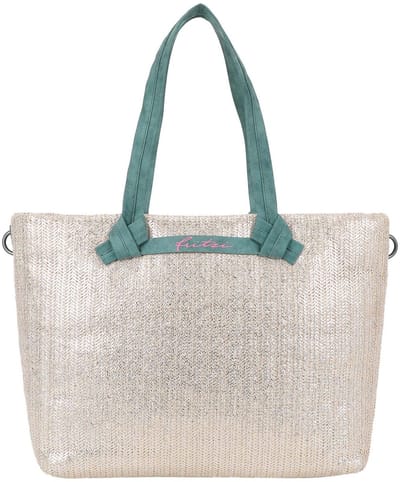 Fritzi aus Preußen shopper schoudertas Cloud Shopper Big Limited Painted Straw Silver Jade beige