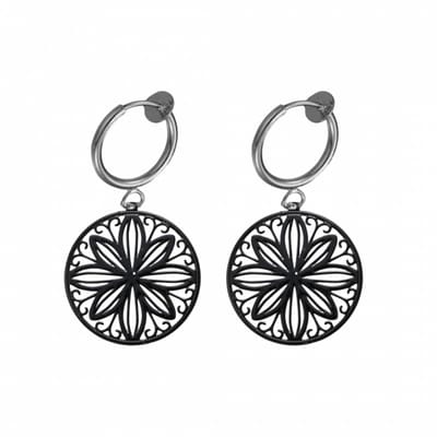 Klem oorbellen -zwart- filigraan-geen gaatje-Charme bijoux