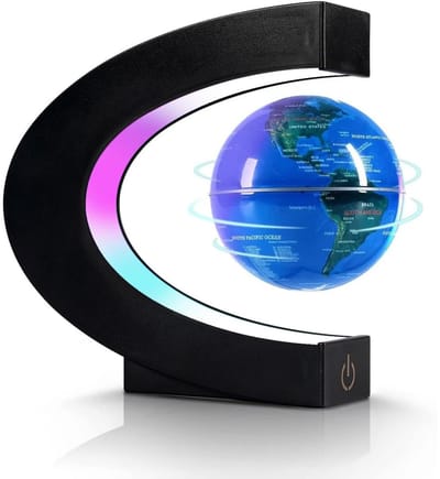 TOVBMUP Magnetische levitatiebol - zwevende C-vormige bol - met led-licht - voor onderwijs, thuis, bureau, boekenplankdecoratie
